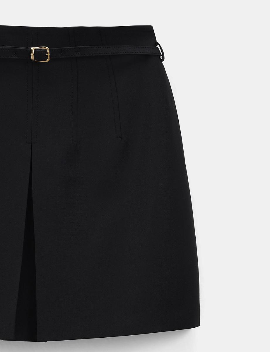 Юбка мини из шерсти со складками