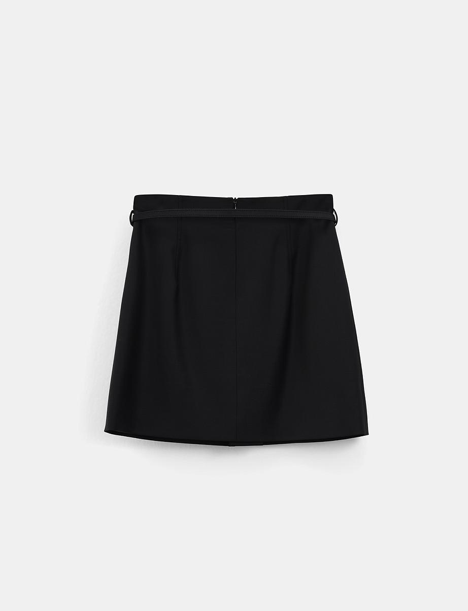 Юбка мини из шерсти со складками