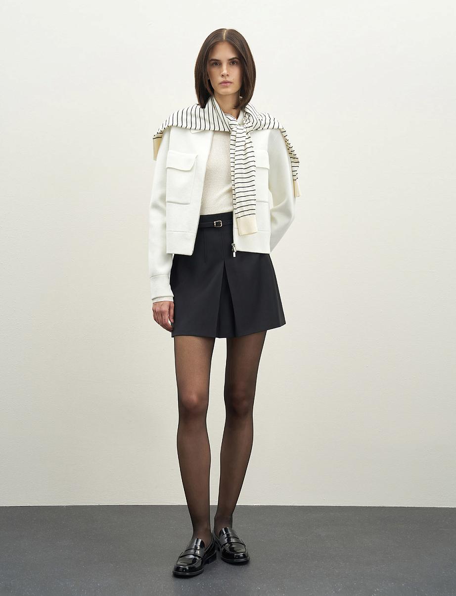 Юбка мини из шерсти со складками