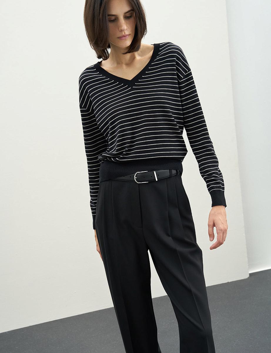 Джемпер в полоску с шерстью и шелком