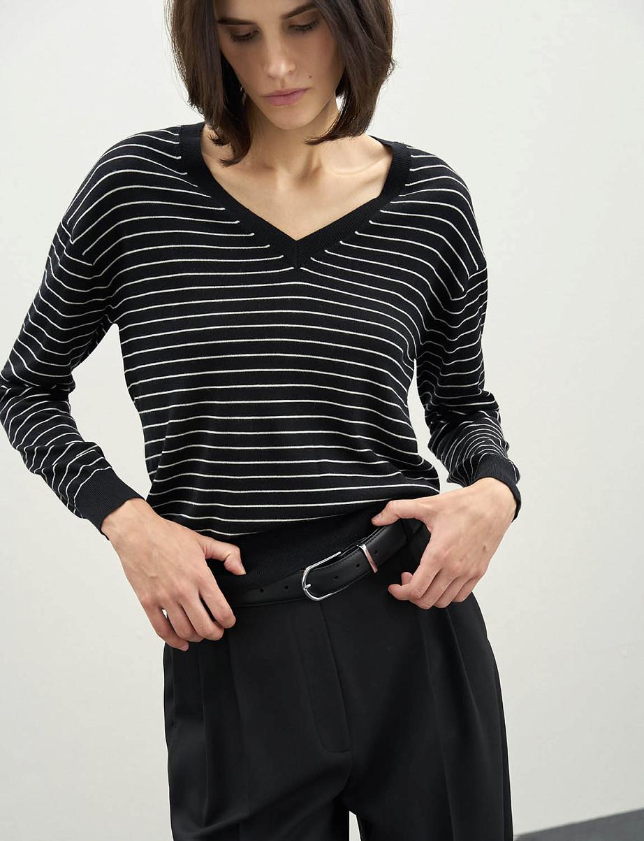 Джемпер в полоску с шерстью и шелком