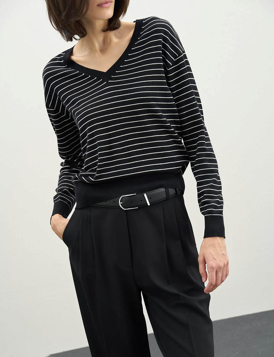 Джемпер в полоску с шерстью и шелком