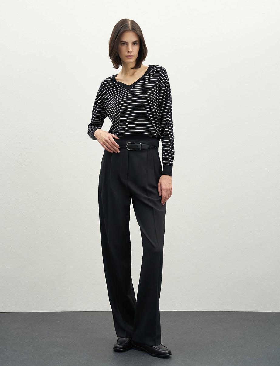 Джемпер в полоску с шерстью и шелком