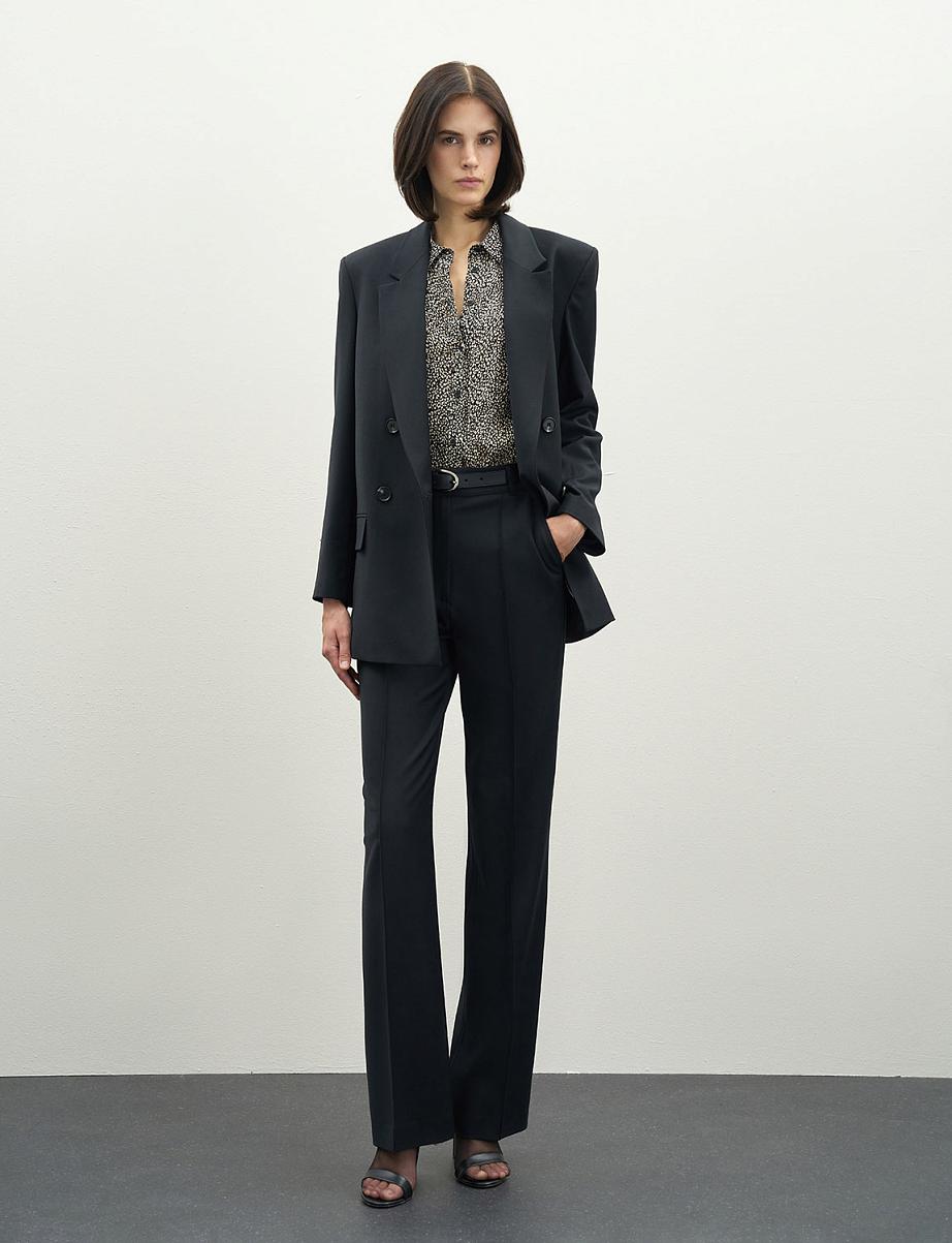 Двубортный прямой жакет с шерстью