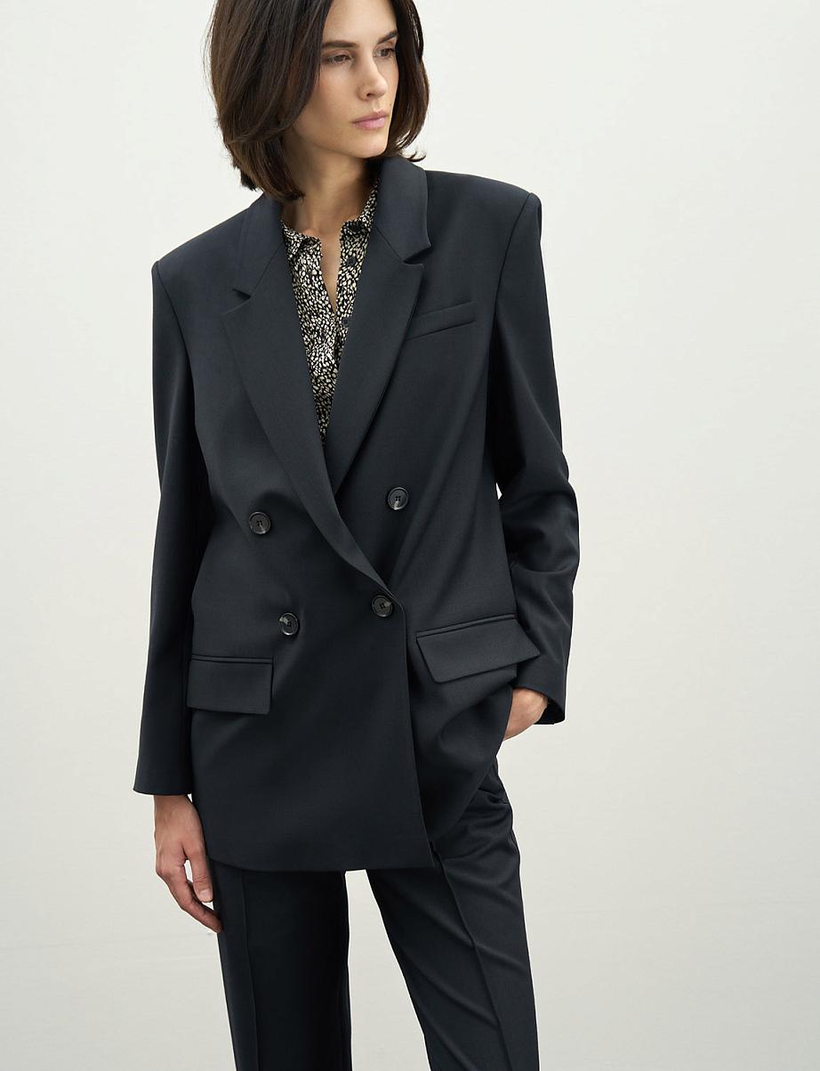 Двубортный прямой жакет с шерстью