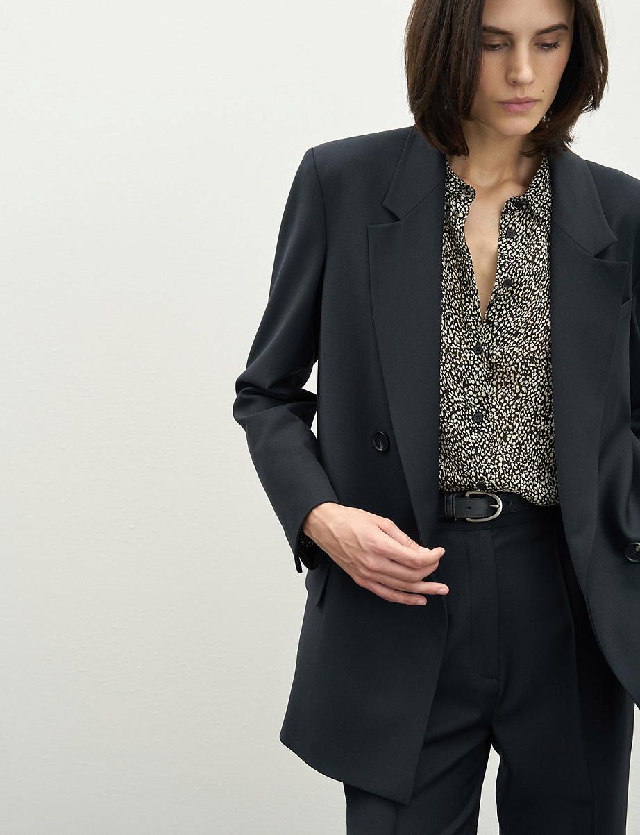 Двубортный прямой жакет с шерстью