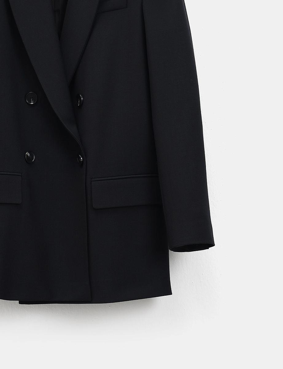Двубортный прямой жакет с шерстью