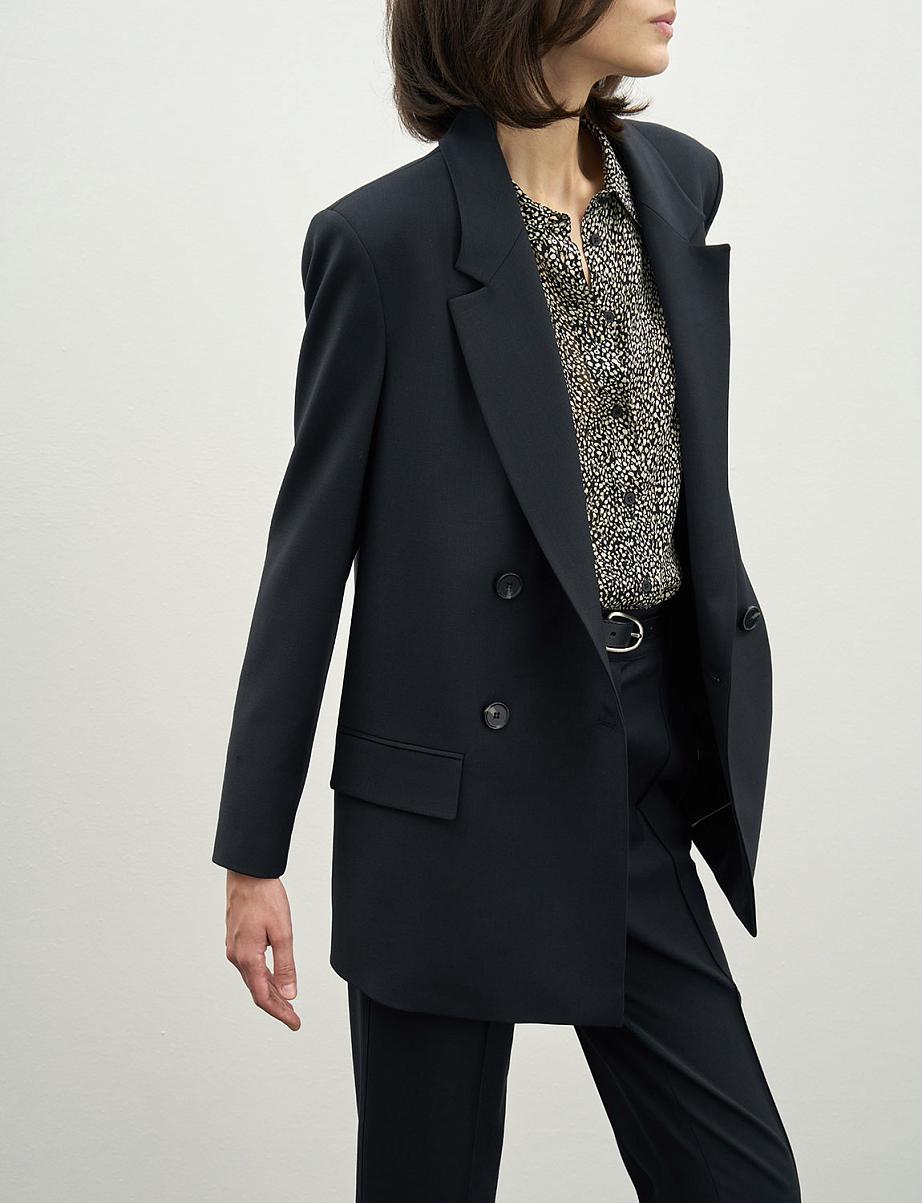 Двубортный прямой жакет с шерстью