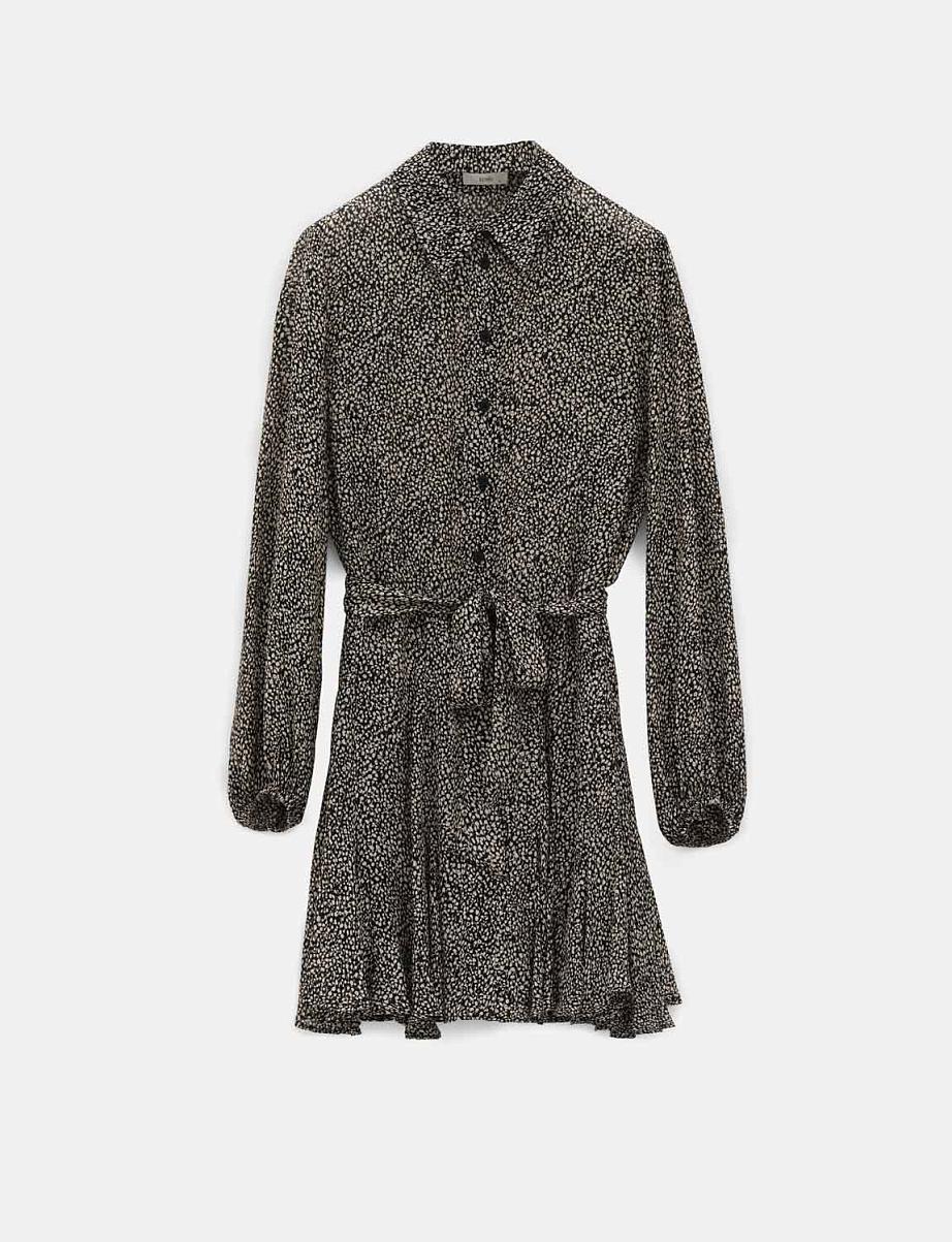 Платье мини с длинными рукавами и оборками