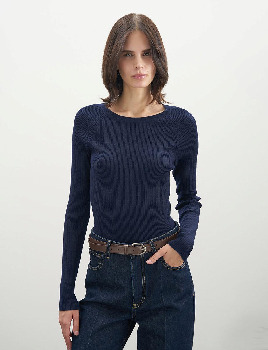 Джемпер в рубчик с шерстью мериноса