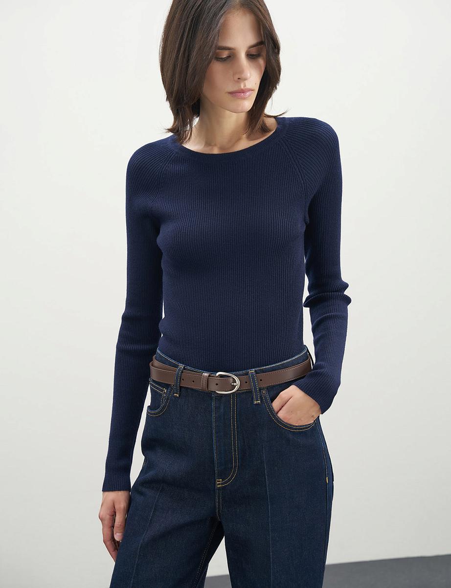 Джемпер в рубчик с шерстью мериноса