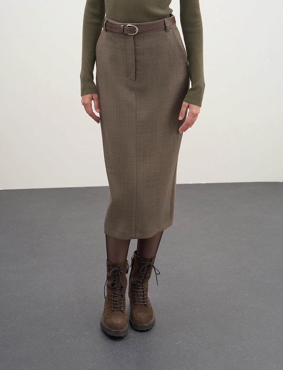 Юбка миди из шерсти в клетку