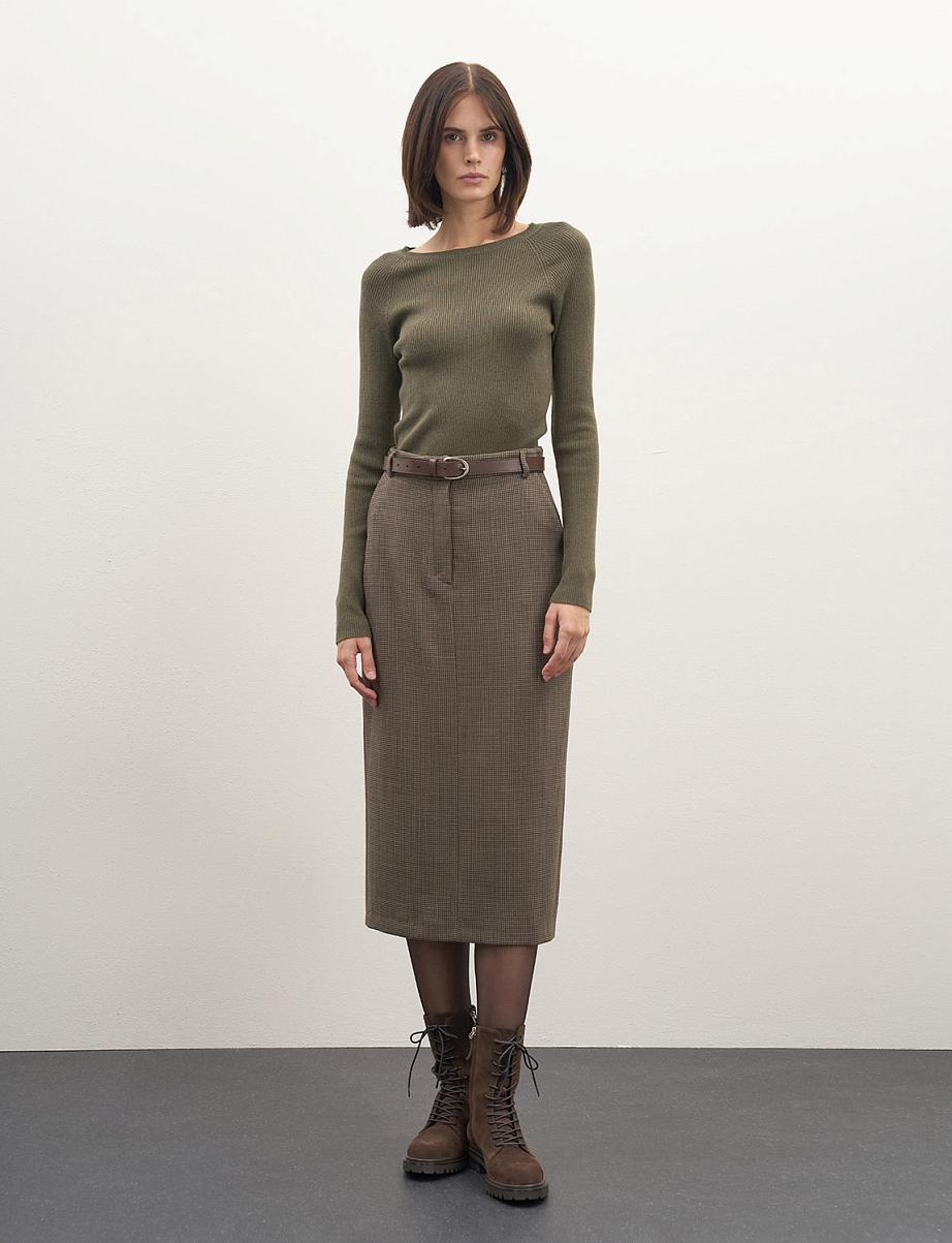 Юбка миди из шерсти в клетку