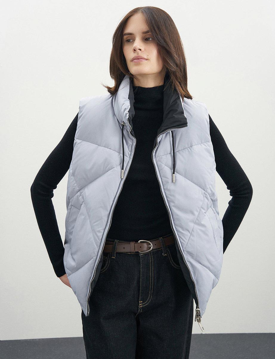 Двусторонняя жилетка с пухом и пером утки