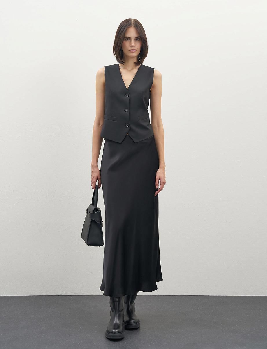 Атласная юбка миди