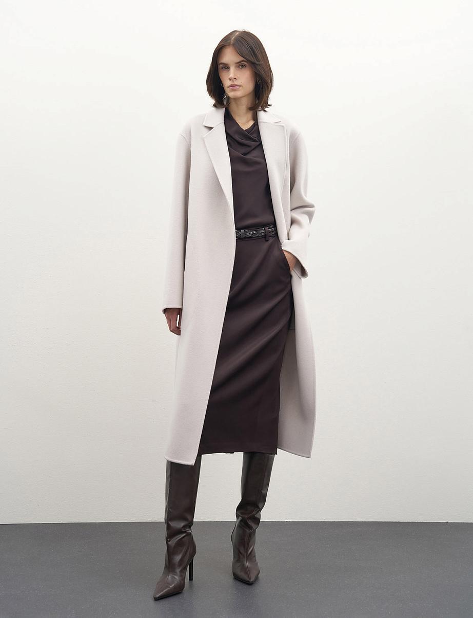 Пальто на запах из шерсти с поясом