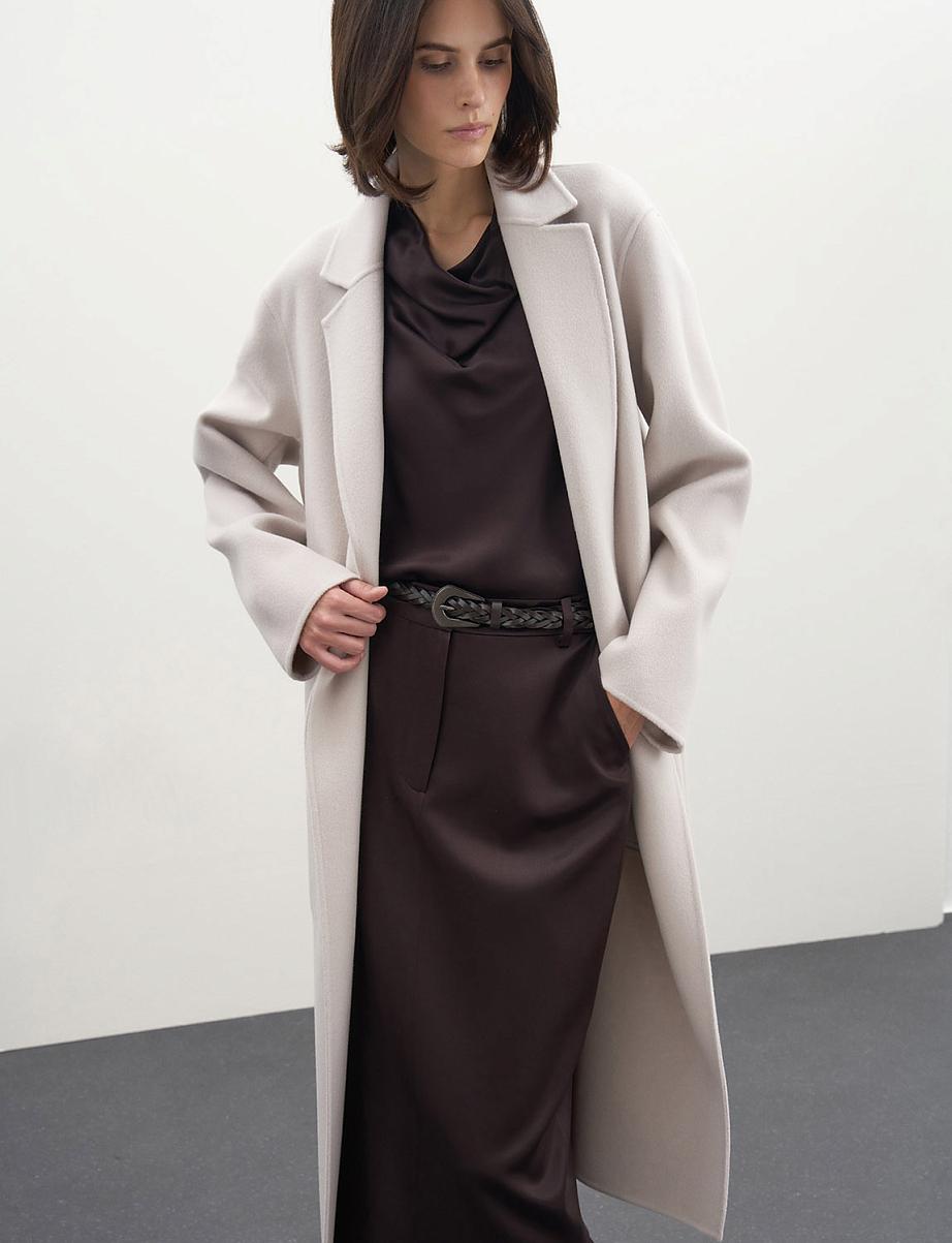 Пальто на запах из шерсти с поясом