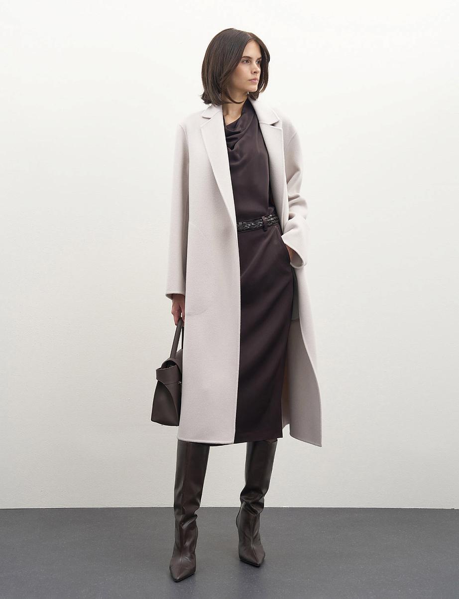 Пальто на запах из шерсти с поясом