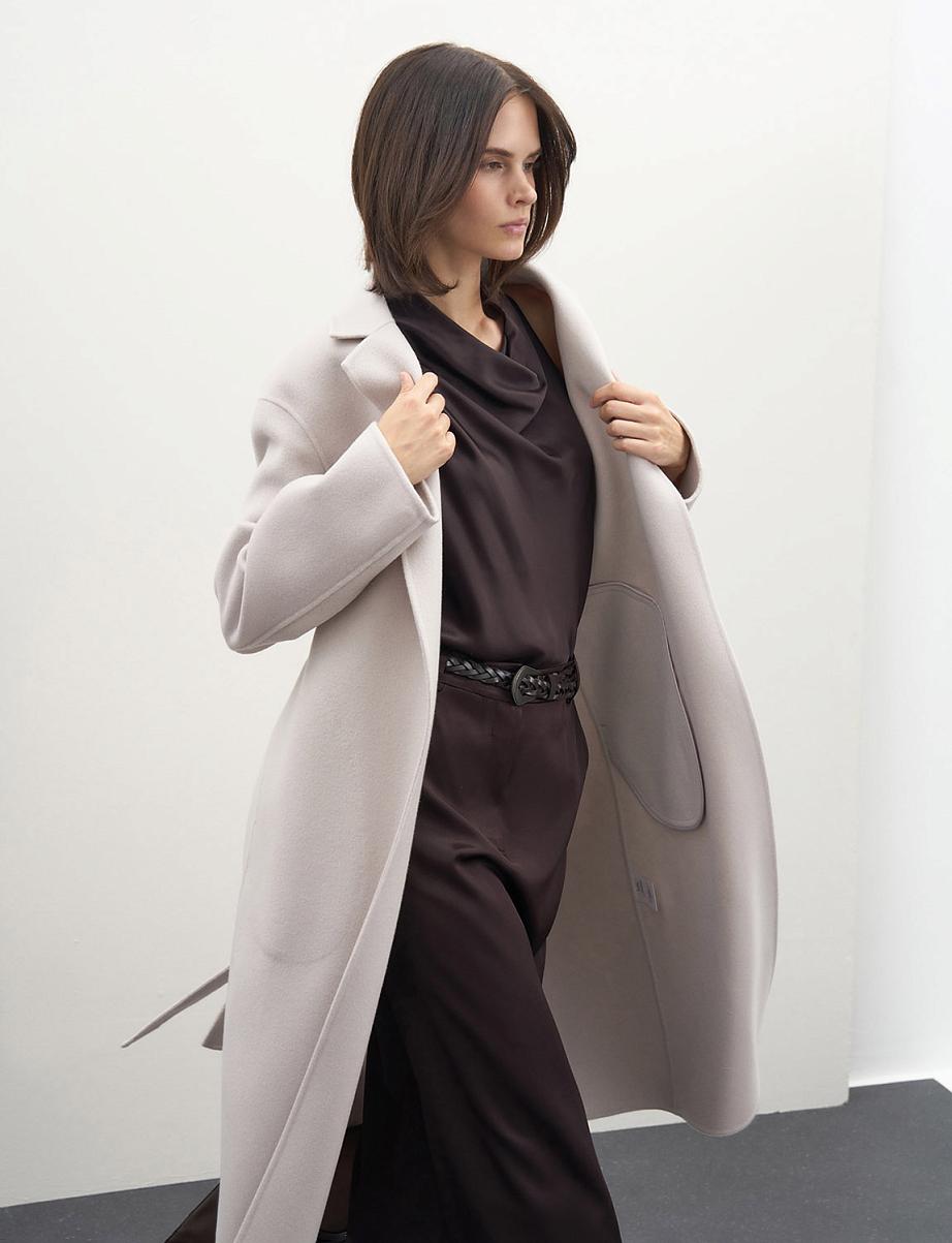 Пальто на запах из шерсти с поясом