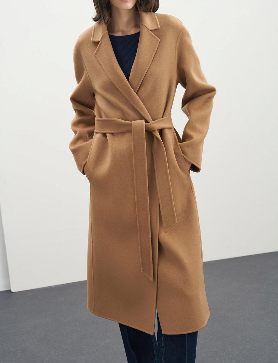 Пальто на запах из шерсти с поясом