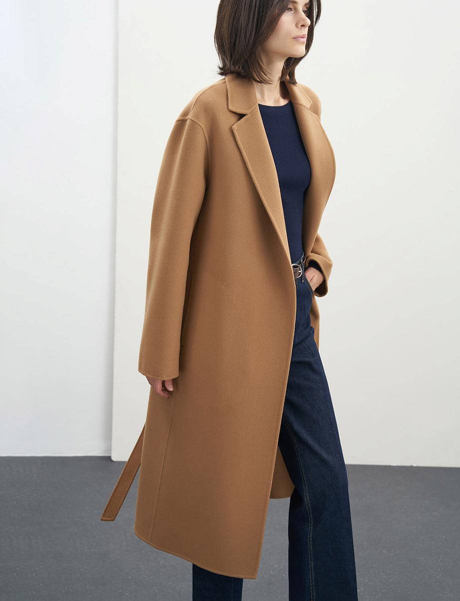 Пальто на запах из шерсти с поясом