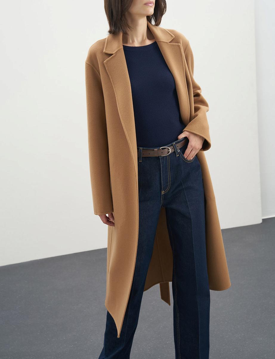 Пальто на запах из шерсти с поясом