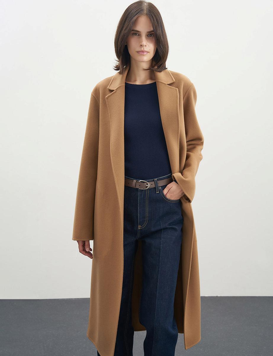 Пальто на запах из шерсти с поясом