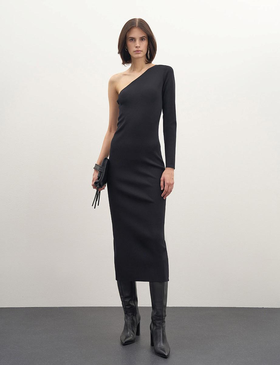 Облегающее платье миди на одно плечо