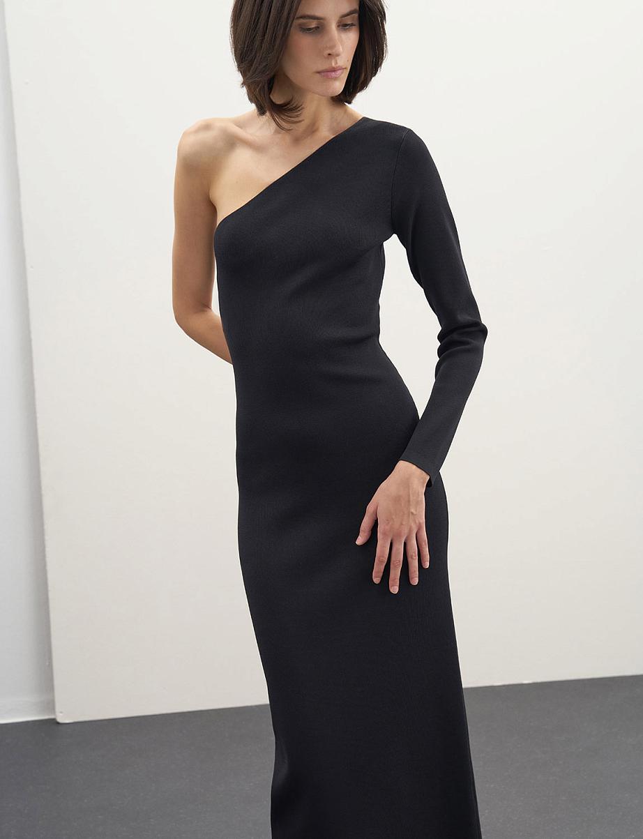 Облегающее платье миди на одно плечо