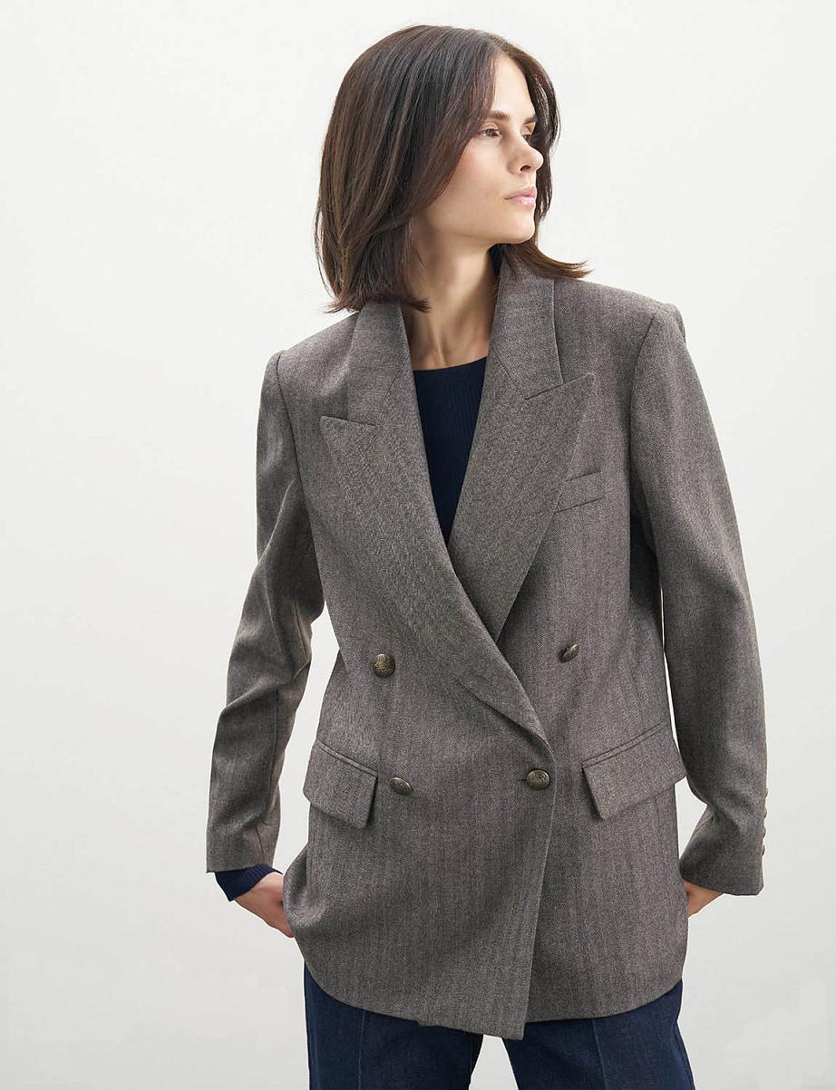 Двубортный прямой жакет из шерсти