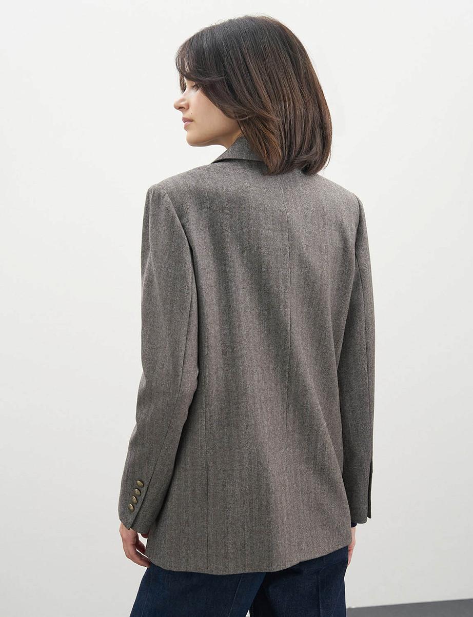 Двубортный прямой жакет из шерсти