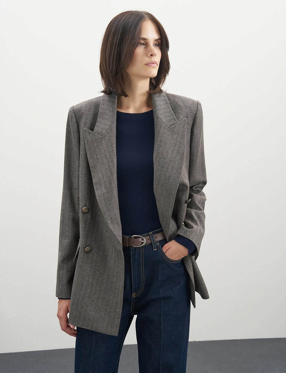 Двубортный прямой жакет из шерсти