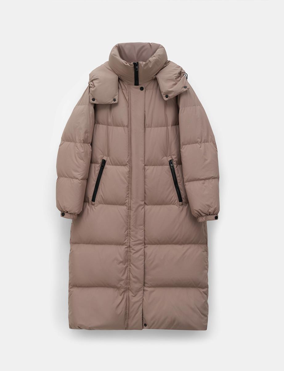 Удлиненный пуховик из пуха и пера с капюшоном