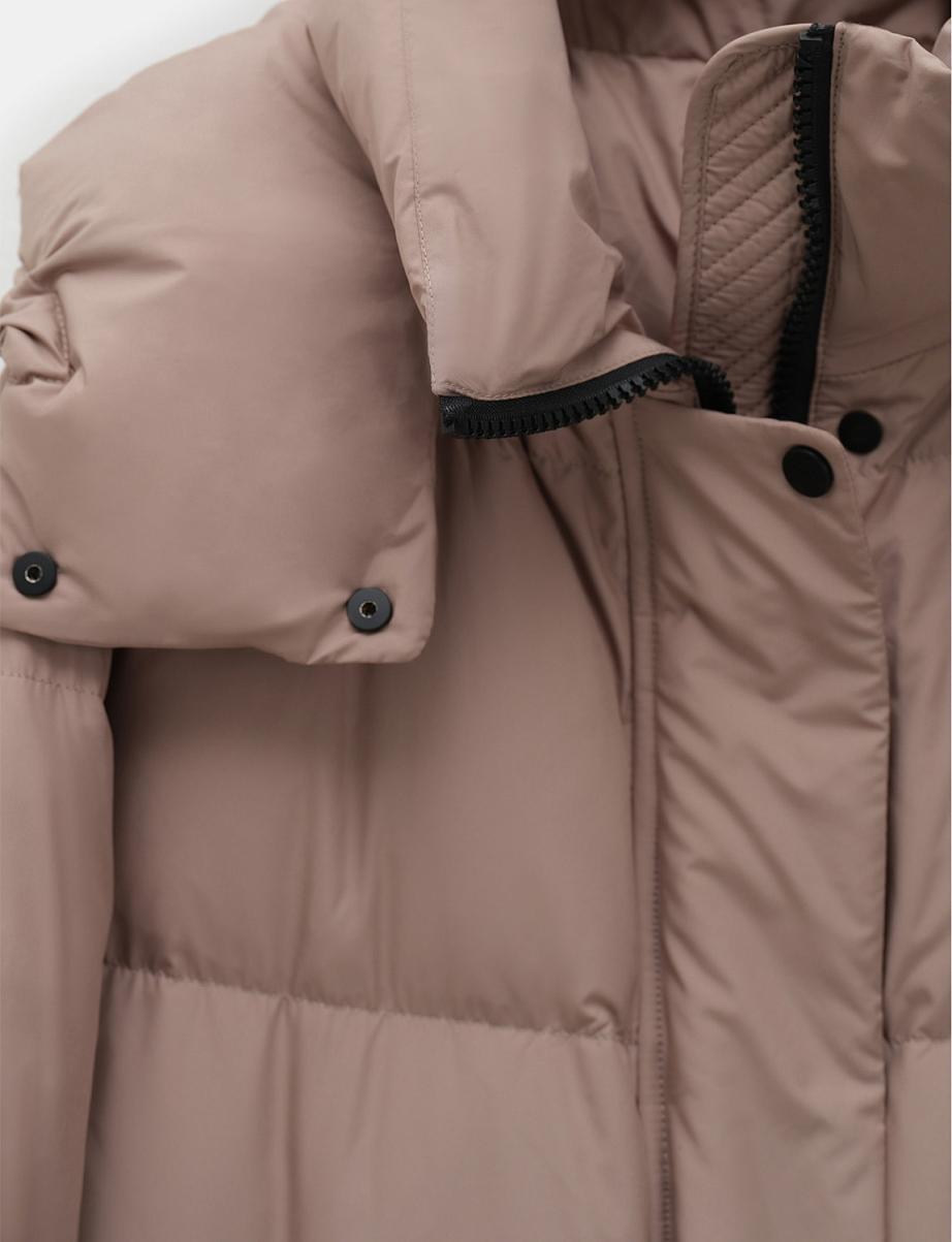 Удлиненный пуховик из пуха и пера с капюшоном