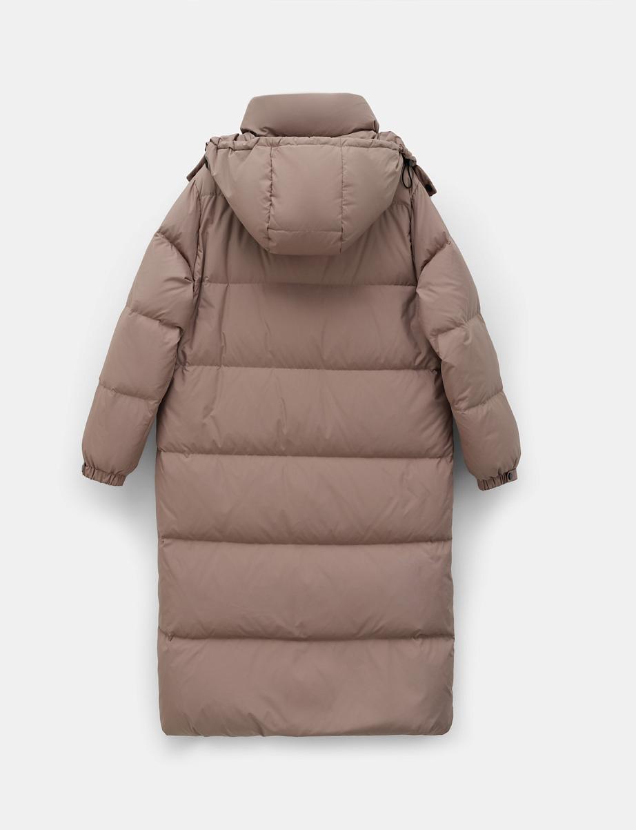 Удлиненный пуховик из пуха и пера с капюшоном