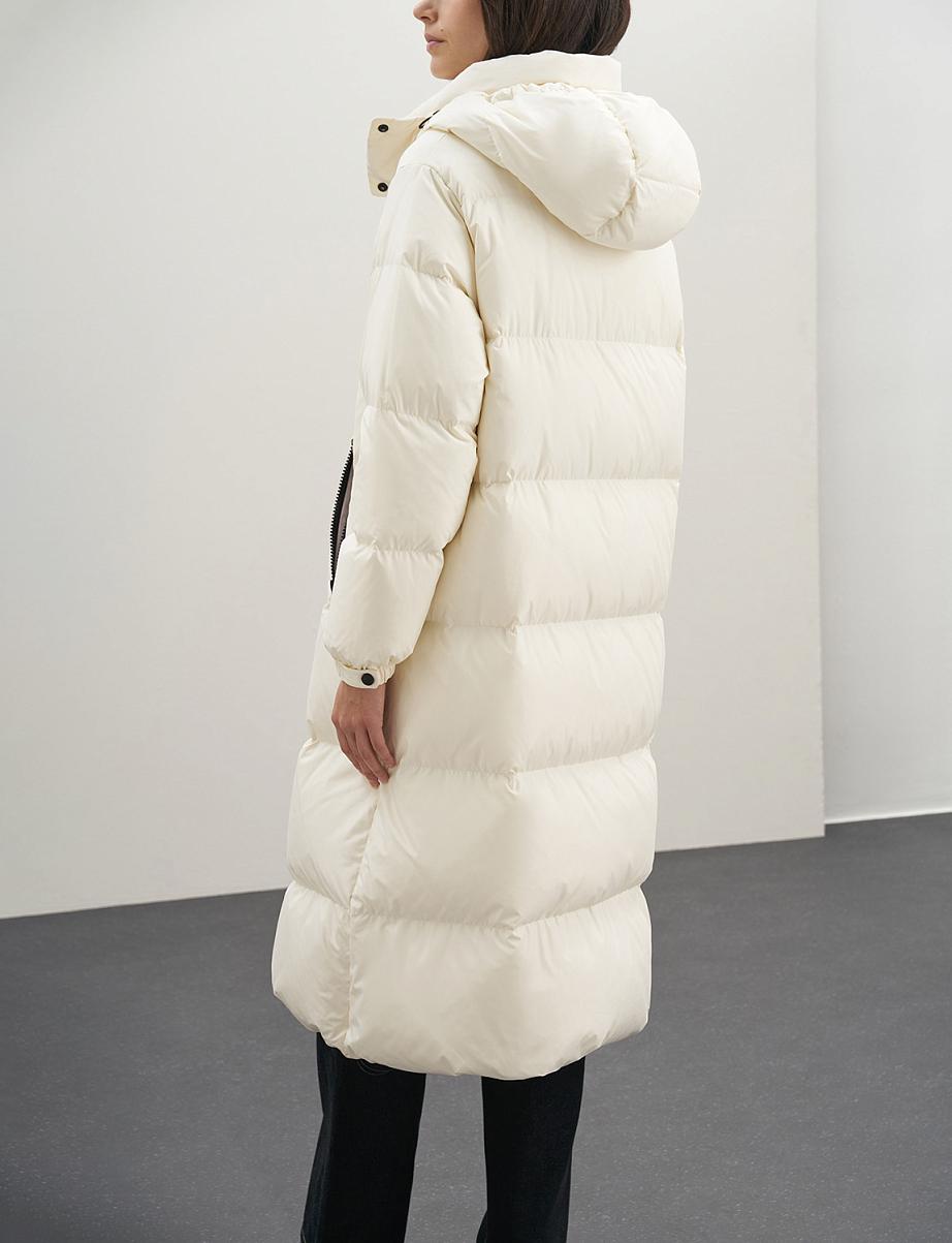 Удлиненный пуховик из пуха и пера с капюшоном