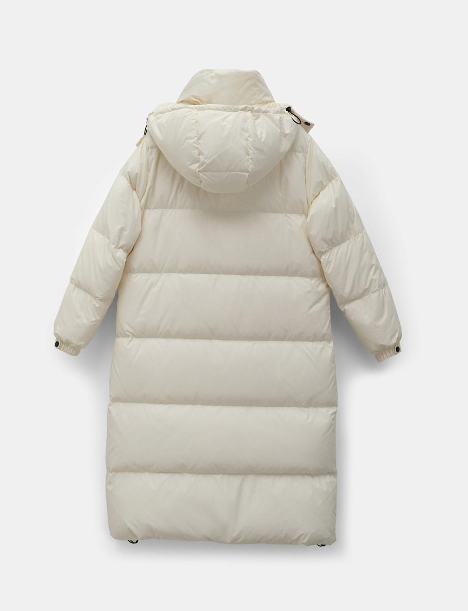 Удлиненный пуховик из пуха и пера с капюшоном