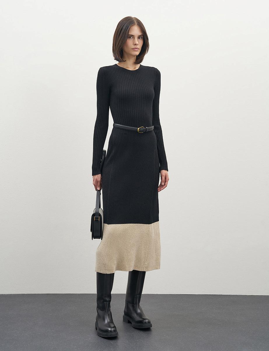 Трикотажное платье миди с шерстью и ангорой