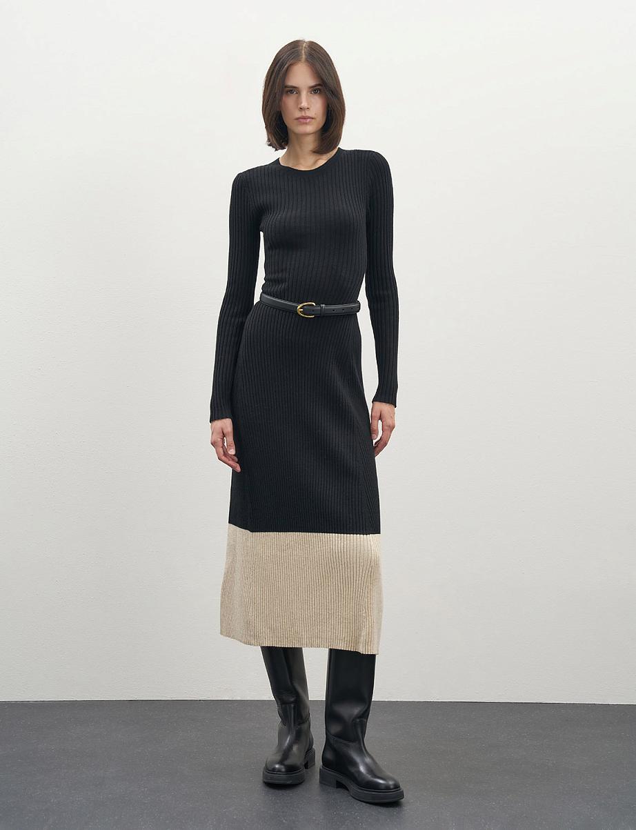 Трикотажное платье миди с шерстью и ангорой
