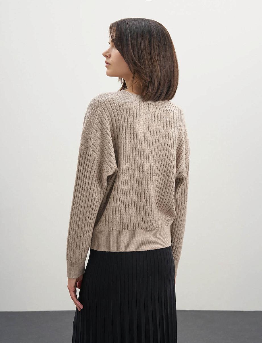 Объемный джемпер из шерсти со стразами