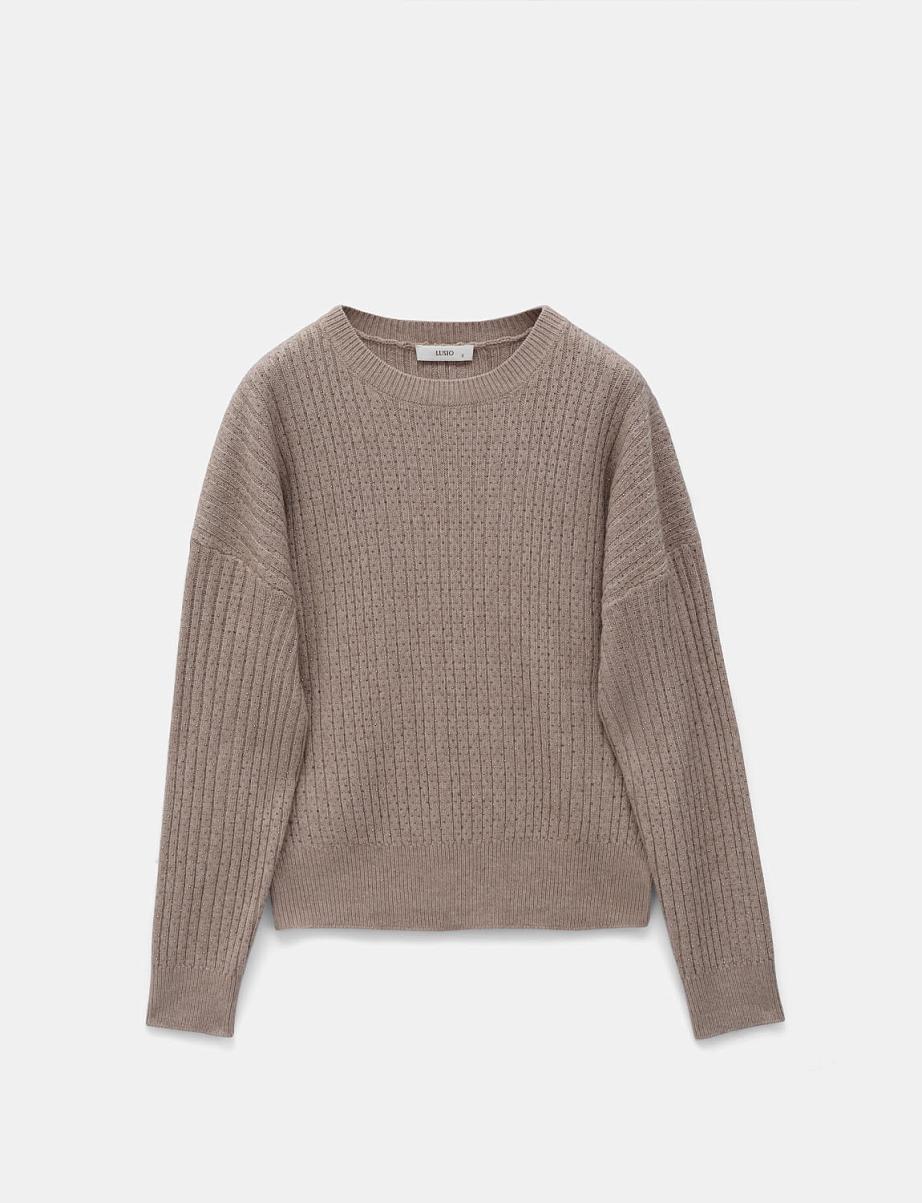 Объемный джемпер из шерсти со стразами