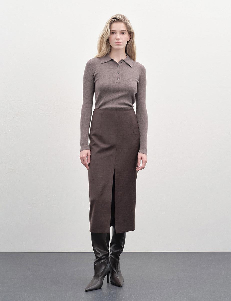 Юбка миди из шерсти с разрезом