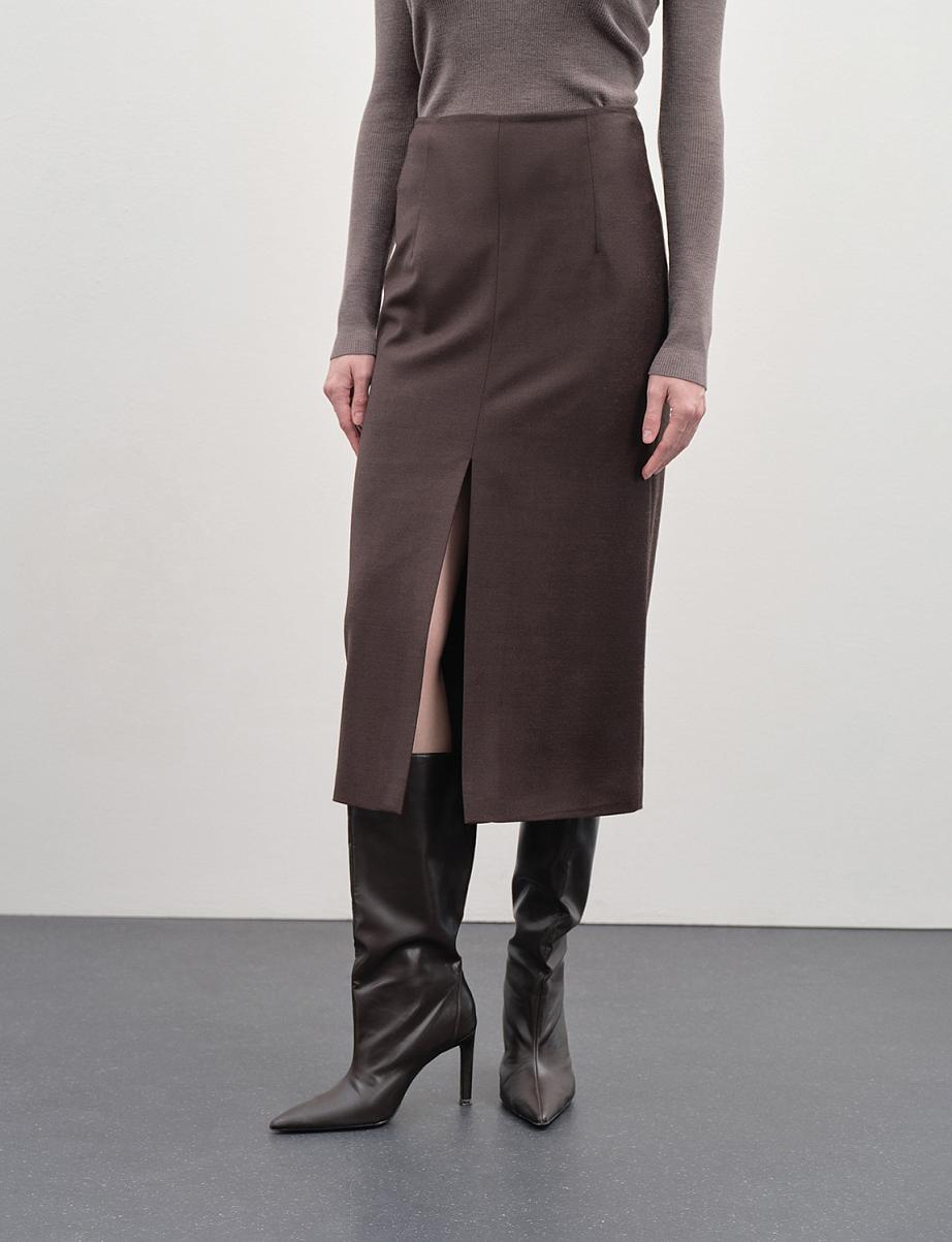 Юбка миди из шерсти с разрезом