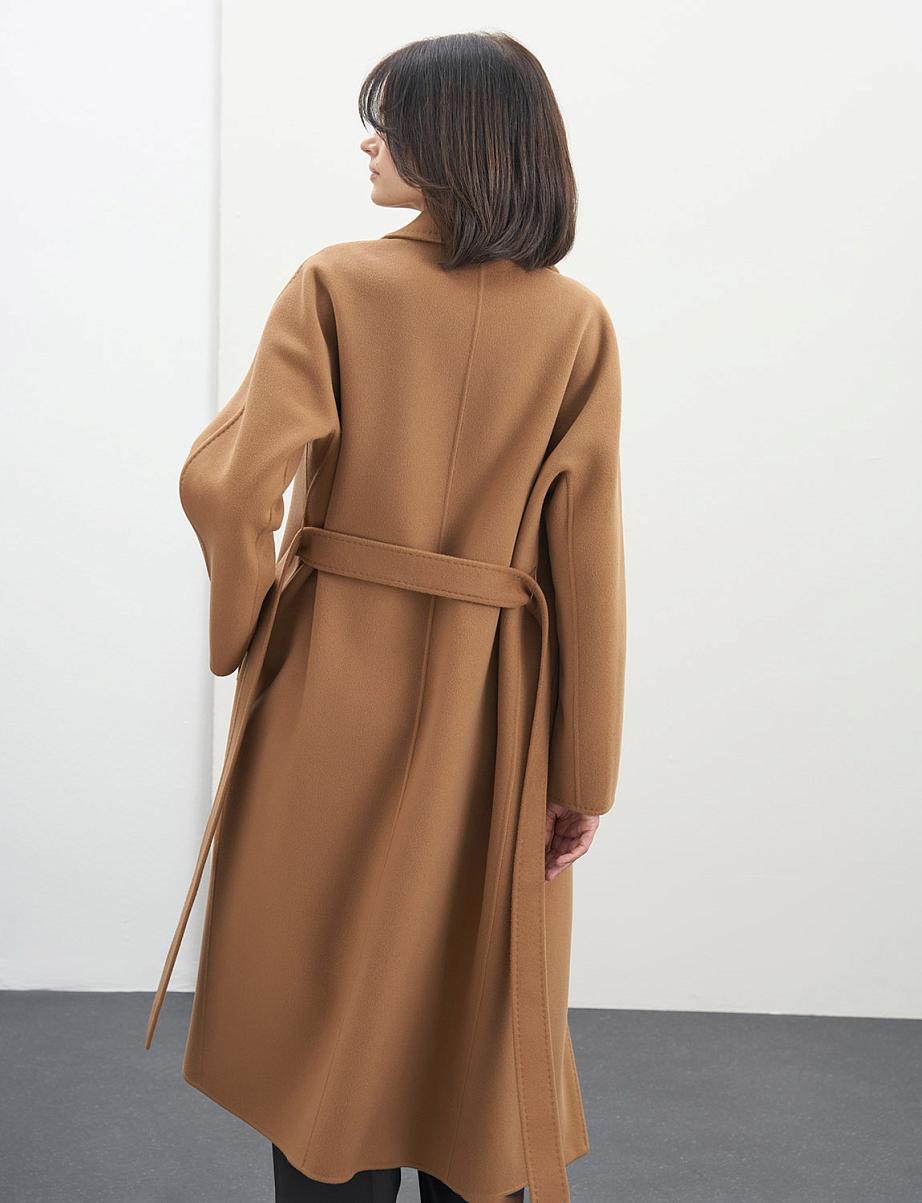 Двубортное пальто из шерсти и кашемира с поясом