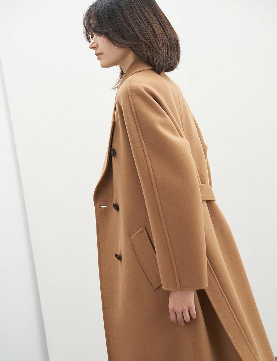 Двубортное пальто из шерсти и кашемира с поясом