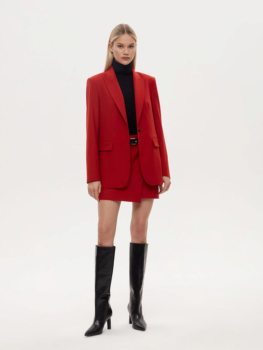 Однобортный прямой жакет с шерстью