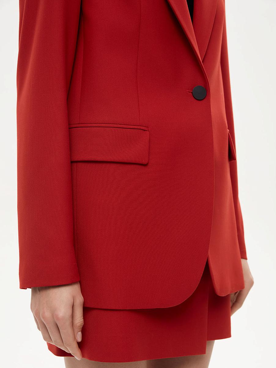 Однобортный прямой жакет с шерстью