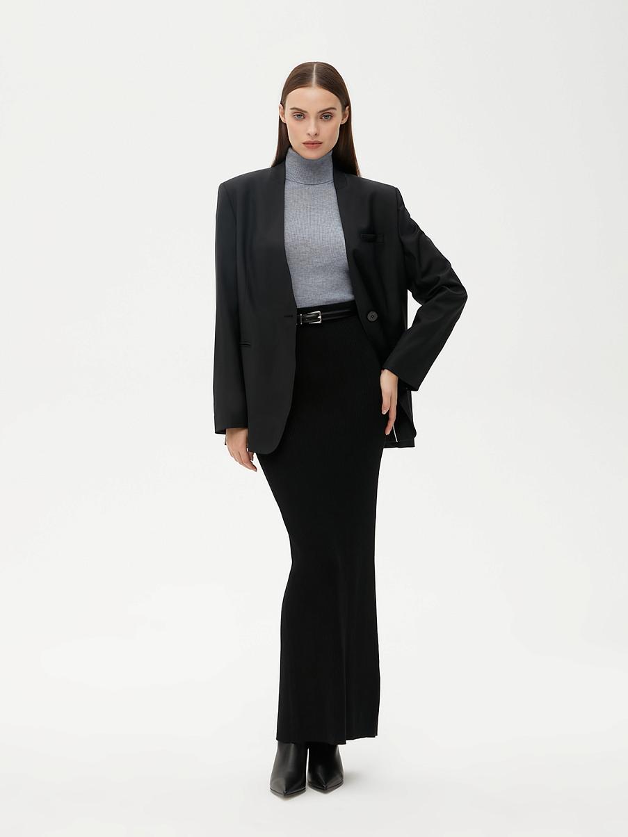 Юбка макси в рубчик с разрезом