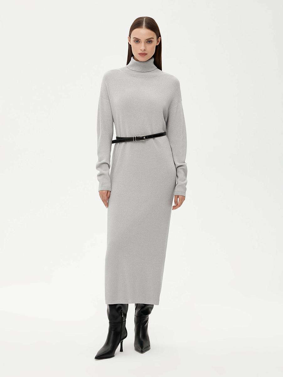 Трикотажное платье прямого кроя с люрексом