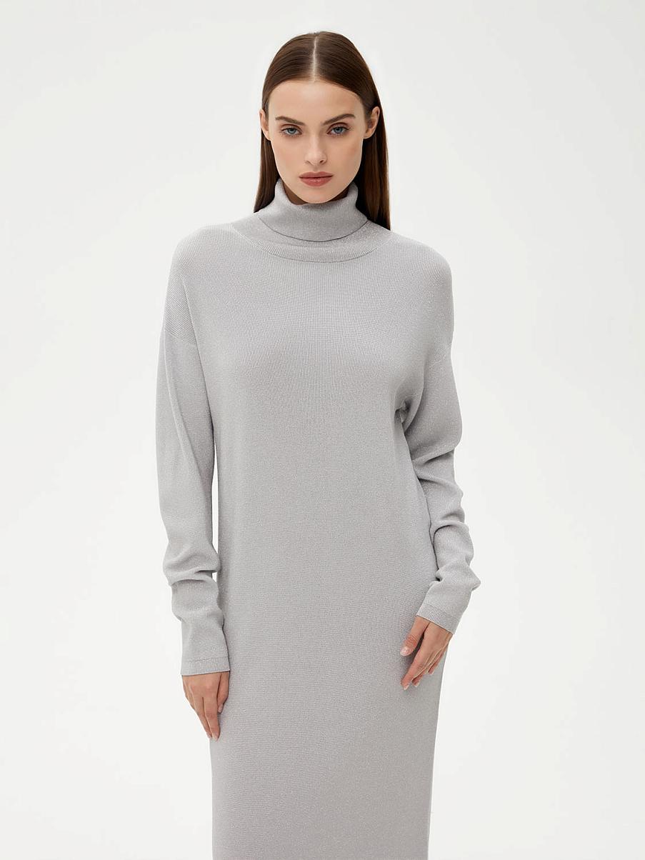 Трикотажное платье прямого кроя с люрексом